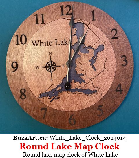 Round lake map clock of White Lake